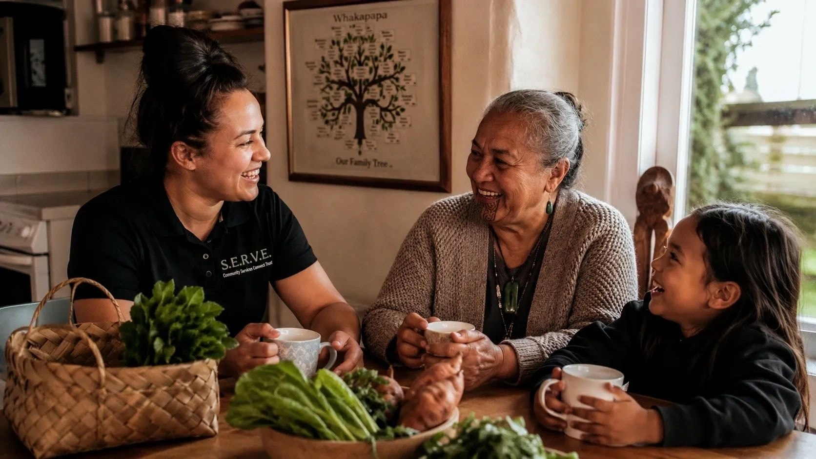 Community members sharing kai together